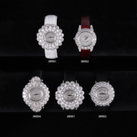 JW002FW Bleibendes rotes Echt leder armband AU750 585 14 Karat 18 Karat Echt gold Damen uhren mit VVS Moissan ite Lab Grown Diamond