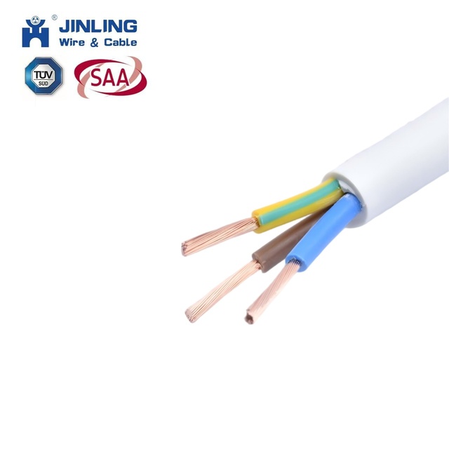 Flexible PVC H05VV-F Electrical Cable 1.5mm2 2.5mm2 4mm2 6mm2 Copper Conductor Wire Household 3 Core