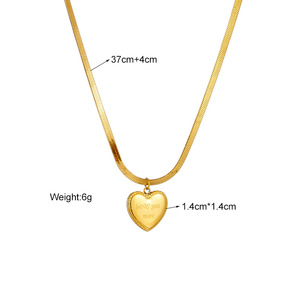 Heart Pendant Titanium Steel Snake Chain Necklace Gold Color Unisex Gift Jewelry - Product Image 4