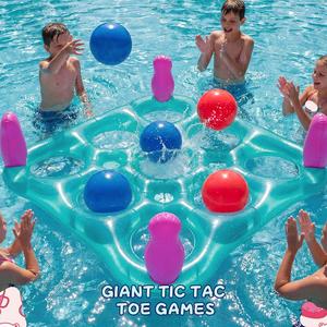 Juego de piscina inflable 2 en 1: Tres en Raya y Lanzamiento de Anillos con Pelotas y Anillos - Product Image 3