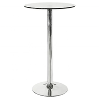 NOVA Home Table haute de bar Table ronde en verre avec base chromée