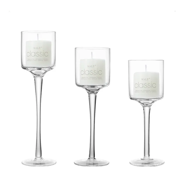 Conjunto de 3 Alto Flutuante Vela Frascos Fornecedores Igreja Grande Limpar Vazio Crystal Glass Candle Holder para Decoração Do Casamento