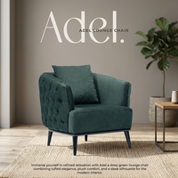 Fauteuil de salon carré capitonné en velours vert, fauteuil d'appoint rembourré avec rembourrage en mousse, accoudoirs rembourrés, pieds en bois, style moderne pour salon