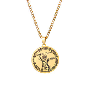 Đồ trang sức Mới Thép không gỉ cổ Hy Lạp thần thoại Olympus Vua Zeus huy chương Mặt dây chuyền nam vòng cổ - Product Image 5