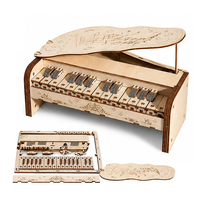 Piano Jouable en Bois 3D, Puzzle Électronique Rechargeable de Plus de 280 Pièces, Modèle de Clavier, Kit STEM, Jouet Piano Électronique en Bois 3D