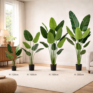 Kunstplant binnen, kunstmatige bananenplant met kunststof bladeren, decoratie, nepplant, kunstvogel van de paradijs - Product Image 5