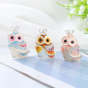 Bruiloft Sieraden Doos Email Uil Legering Opbergdoos Ambachtelijke Geschenkverpakking - Product Image 6