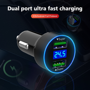 Nhà Máy Bán buôn cổng kép <span class=keywords><strong>USB</strong></span> <span class=keywords><strong>Car</strong></span> phone charger adapter 12-24V LED kỹ thuật số sạc nhanh Thuốc lá nhẹ hơn ổ cắm Adapter - Product Image 4