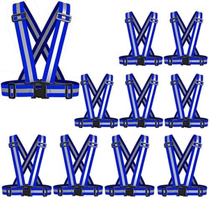 YS <b>Hi</b> <b>Vis</b> Reflective Safety Vest ANSI Class 1 EN 20471 Certified Elastic Blue for <b>Running</b> Walking Jogging 10 Packs - Product Image 1