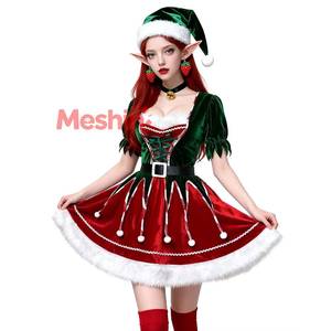 Costume de Noël de luxe pour adultes, film télévisé, Père Noël, elfe vert, jeu de rôle sexy pour couple, carnaval, fête du Nouvel An - Product Image 6