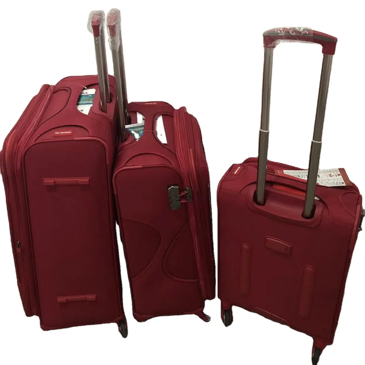 3 टुकड़े 20 "24'28" 'यात्रा ट्राली सामान चमड़े सूटकेस सेट कॉस्मेटिक बैग के साथ स्मार्ट सामान पर ले जाने के लिए