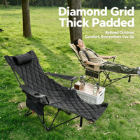 Chaise inclinable portable à 4 positions avec accoudoirs pliants et porte-gobelet, idéale pour le camping, les pique-niques, les patios et les jardins.