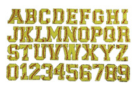 Lettres de l'alphabet et chiffres, personnalisé, fausse Chenille, lot de lettres Softball, jaune néon, 50 pièces
