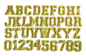 Lettres de l'<span class=keywords><strong>alphabet</strong></span> et chiffres, personnalisé, fausse Chenille, lot de lettres Softball, jaune néon, 50 pièces - Product Image 2