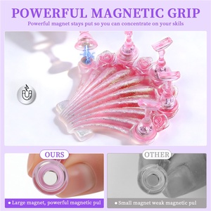 Support magnétique pour présentation d'ongles en forme de coquille de sirène, 4 couleurs dégradées, strass, acrylique, support d'entraînement pour manucure - Product Image 5