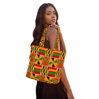 Tissu Wax Véritable de Haute Qualité pour la Confection de Sacs à Main et Cabas Imprimés Wax pour Femmes Africaines, Entièrement Doublé, Sacs Africains