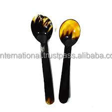 Cuillère à salade en corne et poignée design et couleur de corne naturelle avec cuillère polie et cuisine et utilisation personnalisée - Product Image 4