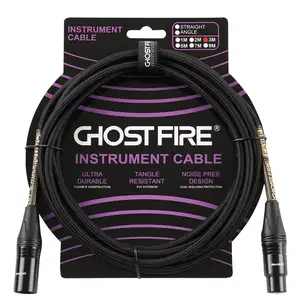 Câble de microphone XLR professionnel Ghost Fire haute performance antibruit mâle à femelle standard équilibré (10 pieds)