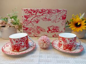 Le fabricant vend des services à café en porcelaine rouge de style européen et des ensembles de tasses et soucoupes en porcelaine - Product Image 6