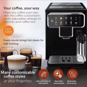 Máquina de Espresso Profesional Italiana 6 en 1, Totalmente Automática, para Cappuccino, Leche Caliente, Café Latte, Agua Caliente y Espresso - Product Image 4