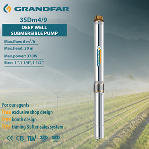 Pompe à eau submersible GRANDFAR 370W 0,5 CV 100L/min 30m AC en acier inoxydable pour puits profond, agriculture, 3SDm4/9, haute capacité, débit jusqu'à T - Product Image 1