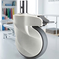 Roulettes de lit d'hôpital à frein pivotant en TPR et PP, avec roulement à billes, capacité de charge 70-120 kg, plaquées zinc, pour brancards médicaux, 75, 100, 125 mm