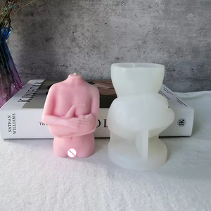 J173 Nouveau design Soja parfumé <span class=keywords><strong>Femmes</strong></span> <span class=keywords><strong>enceintes</strong></span> Corps nu Torse incurvé Bougie Moule Allaitement Femme Bougie Moules en silicone - Product Image 5