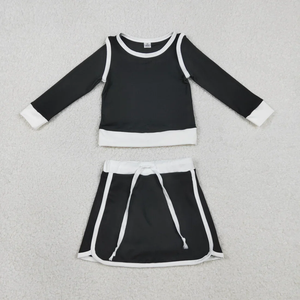 Vente en gros de chemises à manches longues de yoga de couleur unie pour bébé fille, ensemble de vêtements de sport pour enfants, filles, tout-petits, ensembles de vêtements de sport pour enfants - Product Image 2