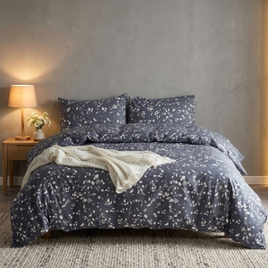 Ensemble de literie 3 pièces à motif <span class=keywords><strong>terrazzo</strong></span> contemporain, imprimé marbre gris foncé, linge de lit durable pour la maison, vente en gros - Product Image 1