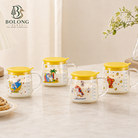 Bouteille en verre cylindrique transparente de 400 ml avec logo personnalisé, en gros, écologique, recyclable, motif dessin animé mignon pour aliments