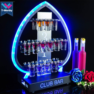 ที่มีสีสัน28ถ้วยจอบ LED ยิงแก้วแสดงผลสำหรับบาร์ไนท์คลับบริการวีไอพียิงอะคริลิยืนแสดงแก้ว - Product Image 1