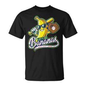 Camiseta gráfica Let's Go Bananas para hombres, mujeres y niños, diseño con temática de béisbol - Product Image 1