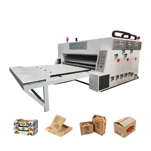 Alimentador de cadena 2 colores impresora flexográfica Slotter máquina troqueladora rotativa/caja de cartón corrugado impresión ranurado troquelado