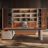 Bureau de direction professionnel en L, modulaire, moderne, avec armoire de rangement en bois – Solution de mobilier tout-en-un saine