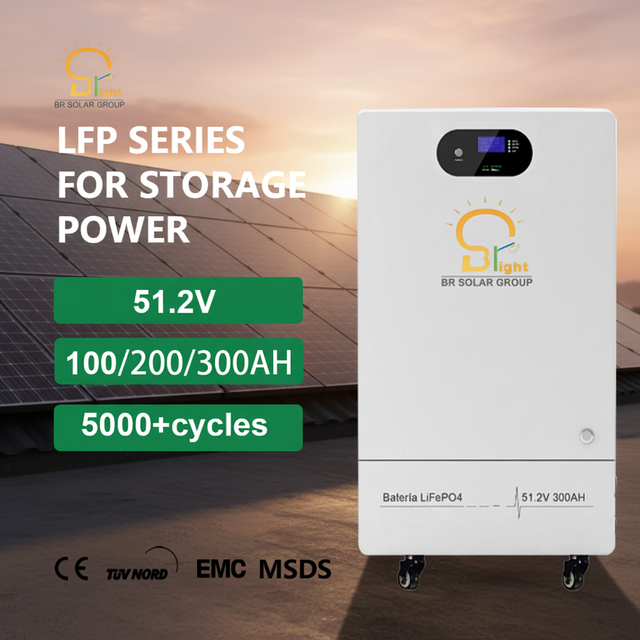 BR SOLAR CE Certified Floor Type Commercial Battery 51.2v Home Energy Storage Battery 15kwh for Home Use