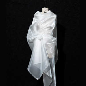 Tissu <span class=keywords><strong>d</strong></span>'organza <span class=keywords><strong>blanc</strong></span> liquide brillant, tissu transparent, organza brillant, satin cristal pour robe de mariée, robe de soirée - Product Image 1