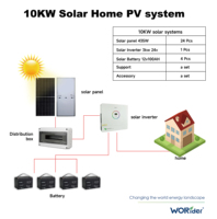Système d'énergie solaire résidentiel à onde sinusoïdale pure 10KW onduleur de batterie au Lithium contrôleur MPPT 1KW usage domestique monocristallin solaire