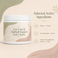 Jinmao Cat Coat & Hairball Support Soft Chews-Grain-Free Fast Absorption Biotin Zinc Vitamin E Kulit Sehat Bulu Berkilau Aman