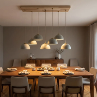 Küchen-Pendelleuchte mit Kuppel-Betonschirm und Massivholz-Deckenplatte, LED-Hängelampe für Kücheninsel und Esszimmer
