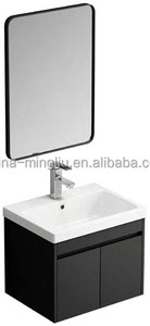 MINGLIU Meuble de salle de bain mural moderne et minimaliste en métal avec lavabo en céramique et miroir LED facile à nettoyer - Product Image 4