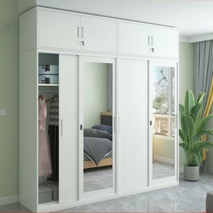 Armoire <span class=keywords><strong>porte</strong></span> <span class=keywords><strong>coulissante</strong></span> en métal de qualité supérieure avec 2 tiroirs meubles de maison chambre d'enfants armoire de rangement en acier - Product Image 6