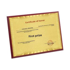 Targa in legno MDF rossa personalizzata all'ingrosso per il certificato di medaglia mostra finitura verniciata noce Keepsake - Product Image 1