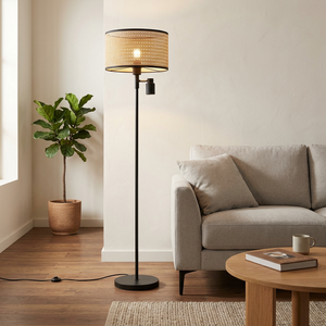 Lámpara de Pie de Estilo Europeo Moderno con Pantalla de Tela, Luz Principal E26/E27 y Luz de Lectura LED Integrada de 5-7W para Hotel - Product Image 6
