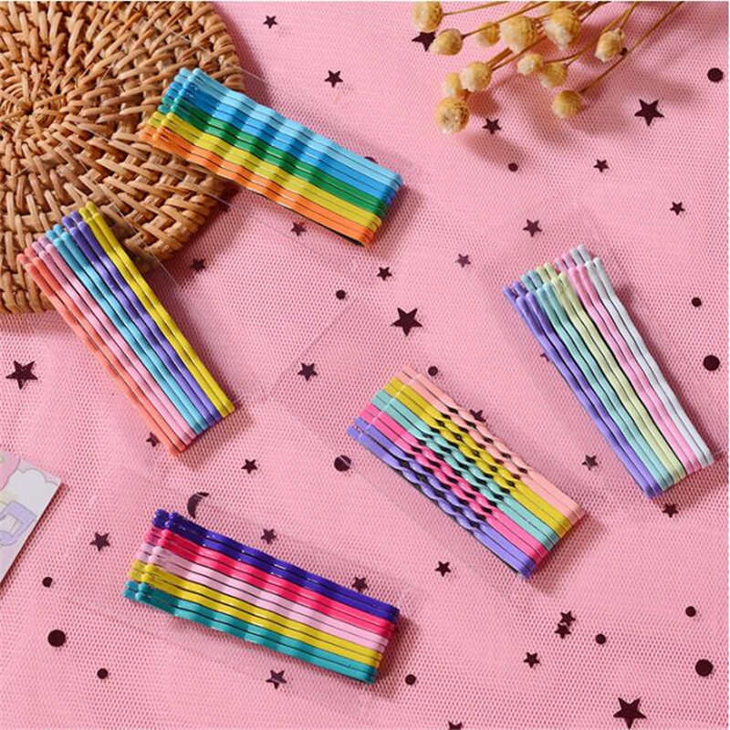 Presilhas de cabelo coloridas femininas, grampos de cabelo coloridos para mulheres, acessórios de onda invisível, bobby, 10 pçs/set
