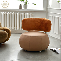 Pouf de chaise rond en velours de style moderne avec dossier bas pour salon, chambre à coucher, hôtel et salle à manger