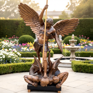 BLVE Grand Style Occidental Célèbre Ange Religieux En Métal Archange Statue Bronze Saint Michel <span class=keywords><strong>Tue</strong></span> <span class=keywords><strong>Le</strong></span> Diable Sculpture - Product Image 1