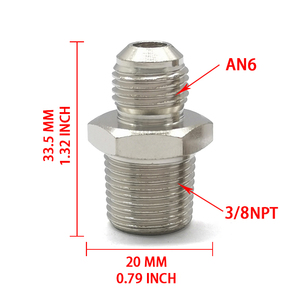 Adaptateur universel droit AN6 vers 3/8 NPT 37 °   Raccord évasé pour ligne d'huile, de carburant ou hydraulique de voiture de course et de rue - Product Image 3