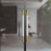 Poignée de porte encastrée en cuir avec plaque arrière en aluminium, quincaillerie architecturale pour entrée de bureau de direction