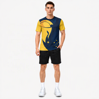Kaos Pria Lengan Pendek Rajut Custom OEM ODM dengan Cetak Digital 3D Seluruh Bagian, Cepat Kering & Bernapas untuk Sepak Bola