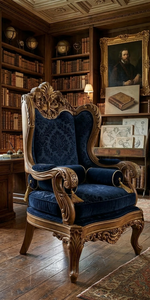 Sillón Individual de Diseño Royal, Estructura de Madera Sólida, Asiento Tapizado, para Decoración de Sala de Estar Moderna y Clásica - Product Image 3